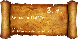 Berta Arikán névjegykártya